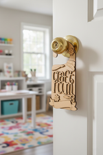 MDF Craft Room Door Hanger DIY Craft Decor Art Sign Set Pro unpainted laser cut MDF hanging with scissors brush and floral design for painting and decoration