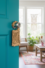 MDF Craft Room Door Hanger DIY Craft Decor Art Sign Set Pro unpainted laser cut MDF hanging with scissors brush and floral design for painting and decoration hanging on door