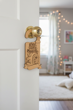 MDF Shhh Fairy Sleeping Door Hanger DIY Craft Decor Art Sign unpainted laser cut MDF hanging with fairy mushroom and tiny door design for painting and decoration hanging on door