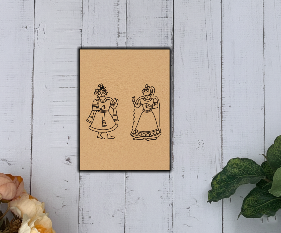 Rajasthani couple MDF board for DIY painting