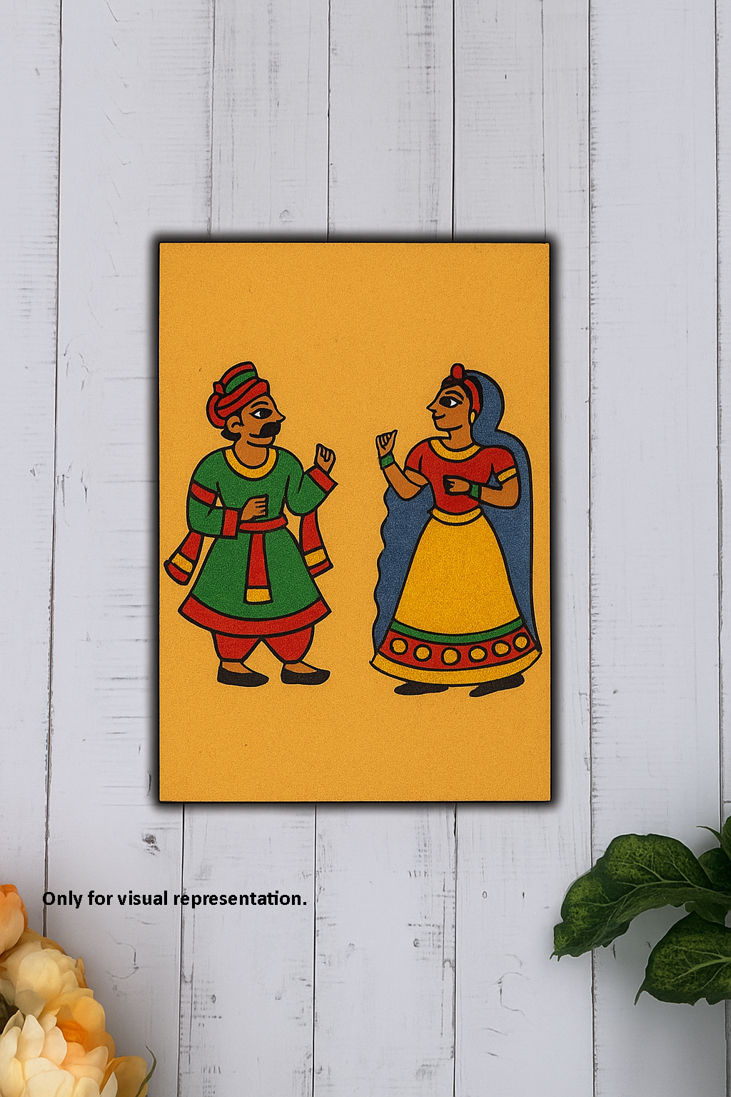 Rajasthani couple MDF board for DIY painting 