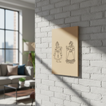 Rajasthani couple MDF board for DIY painting, mounted on wall
