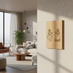 Rajasthani couple MDF board for DIY painting, mounted on wall