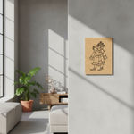 Traditional painting design printed on MDF board for DIY art and craft projects, hanging on wall