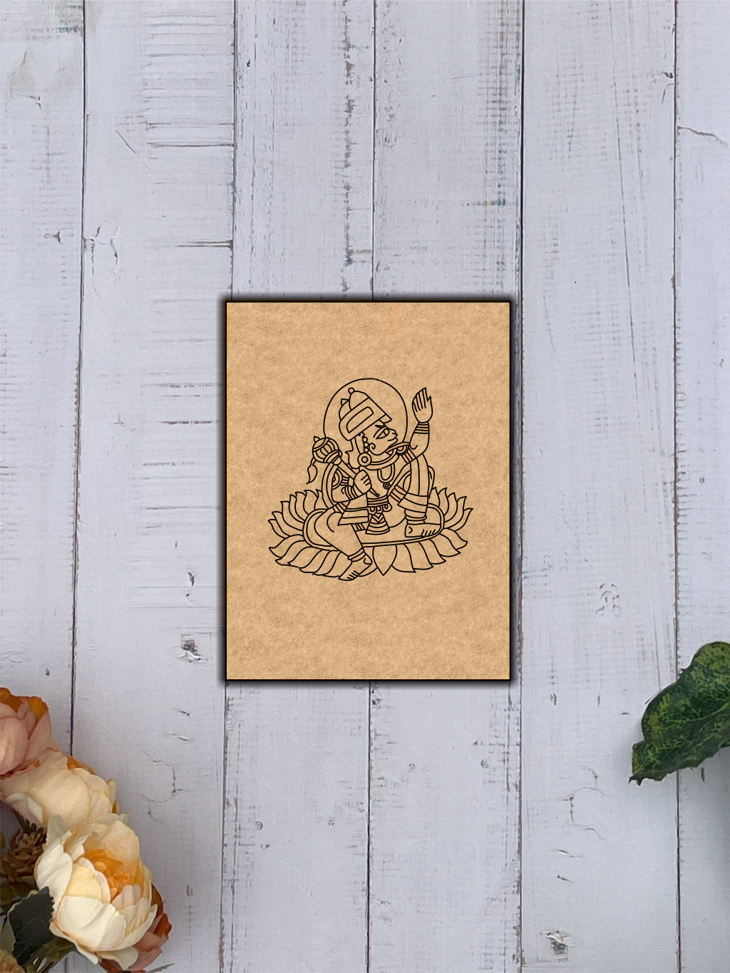 Lord Hanuman sitting on lotus MDF board for DIY painting
