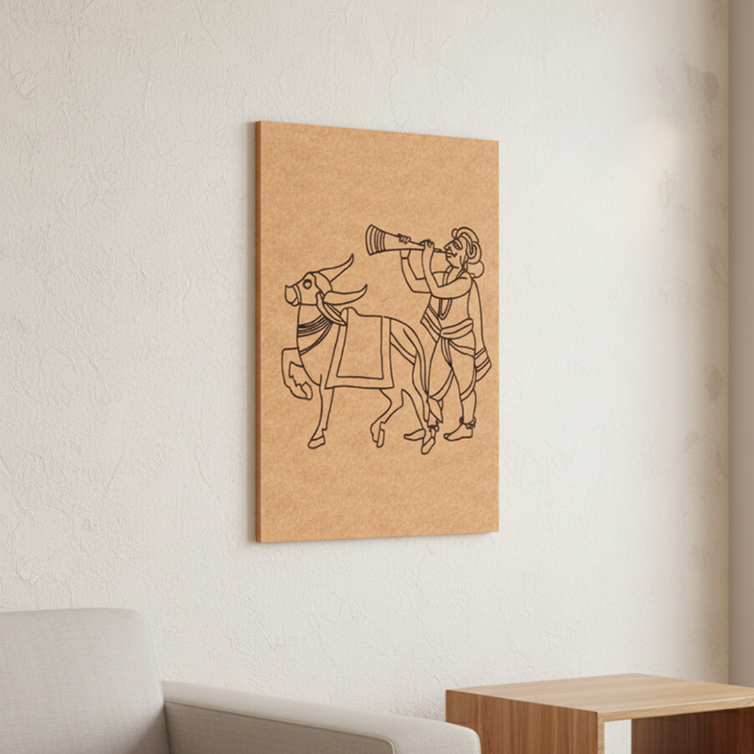 Traditional Painting MDF DIY Art Base with Indian Village Artwork