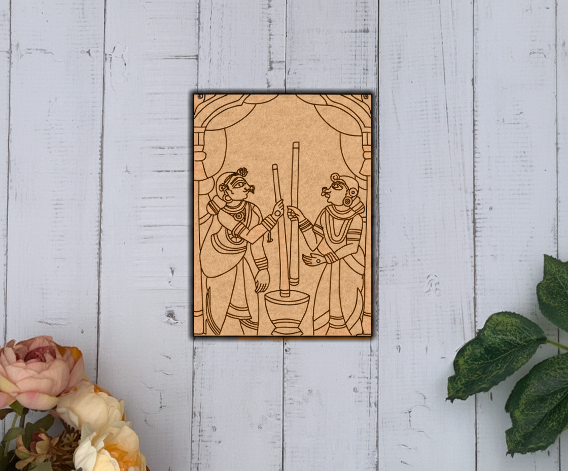 Traditional Painting MDF DIY Art Base with Village Scene Artwork