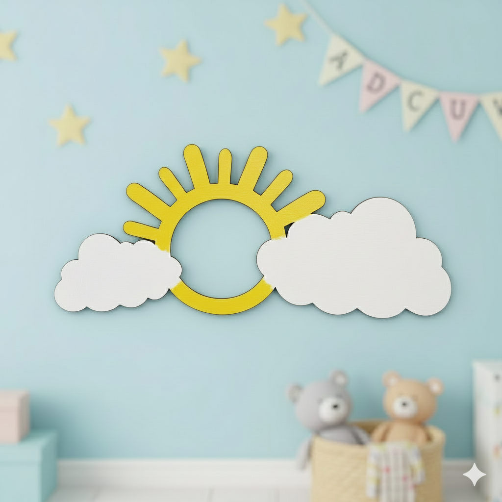 DIY MDF Sun & Cloud Cutout for Kids Room & Nursery Decor