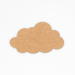 Unpainted MDF cloud-shaped DIY craft cutout with rounded edges, isolated on white background