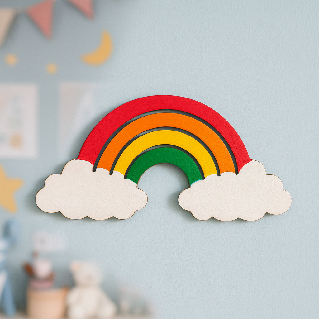 DIY MDF Rainbow Cloud Cutout for Kids Room Decor