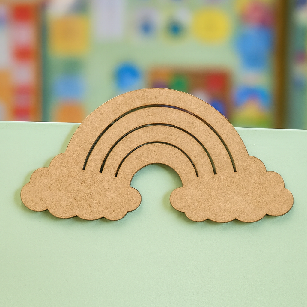 DIY MDF Rainbow Cloud Cutout for Kids Room Decor