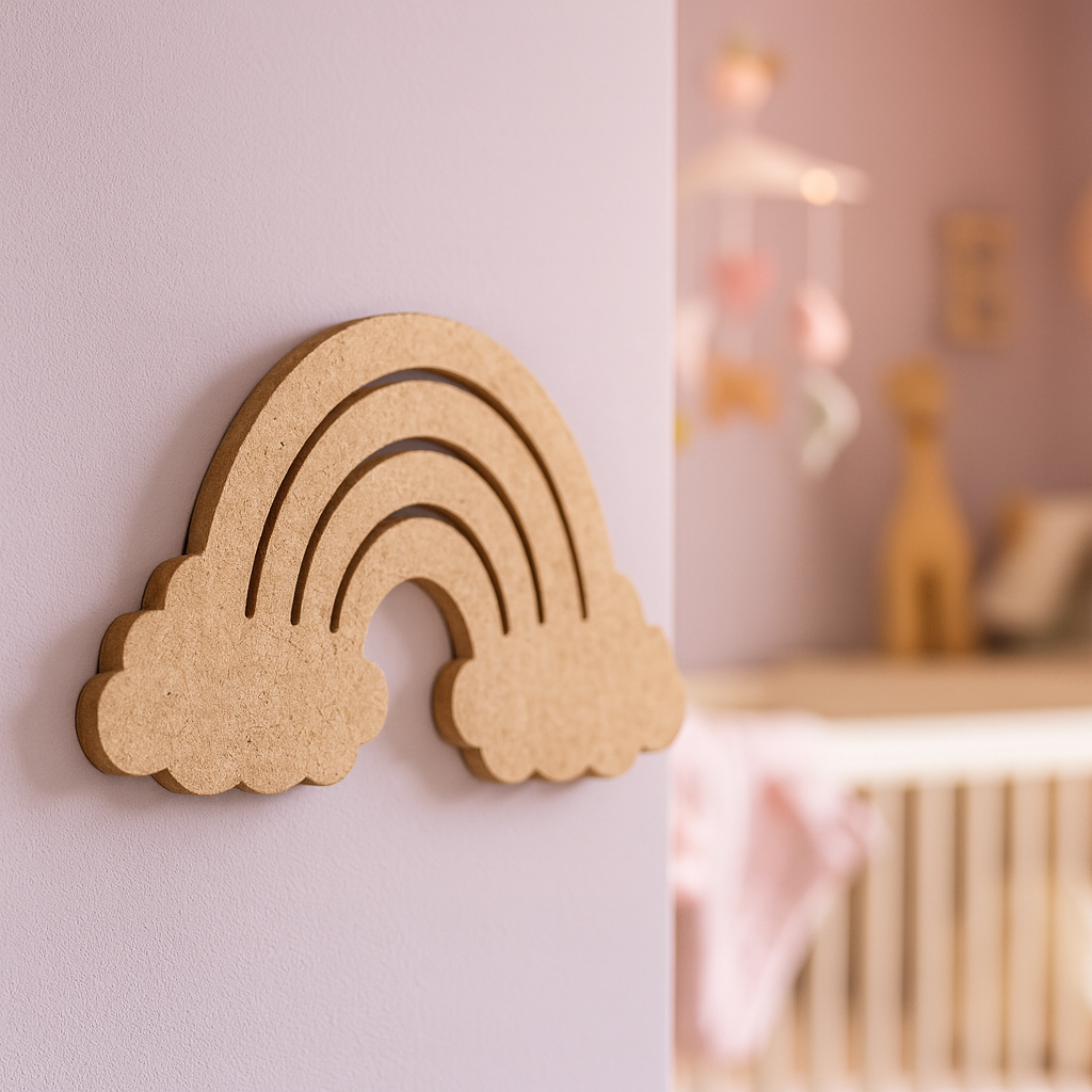 DIY MDF Rainbow Cloud Cutout for Kids Room Decor