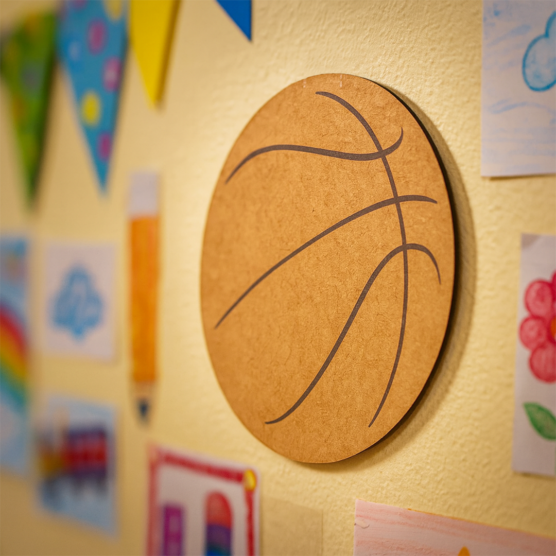 DIY MDF Basketball Cutout for Sports Decor Crafts