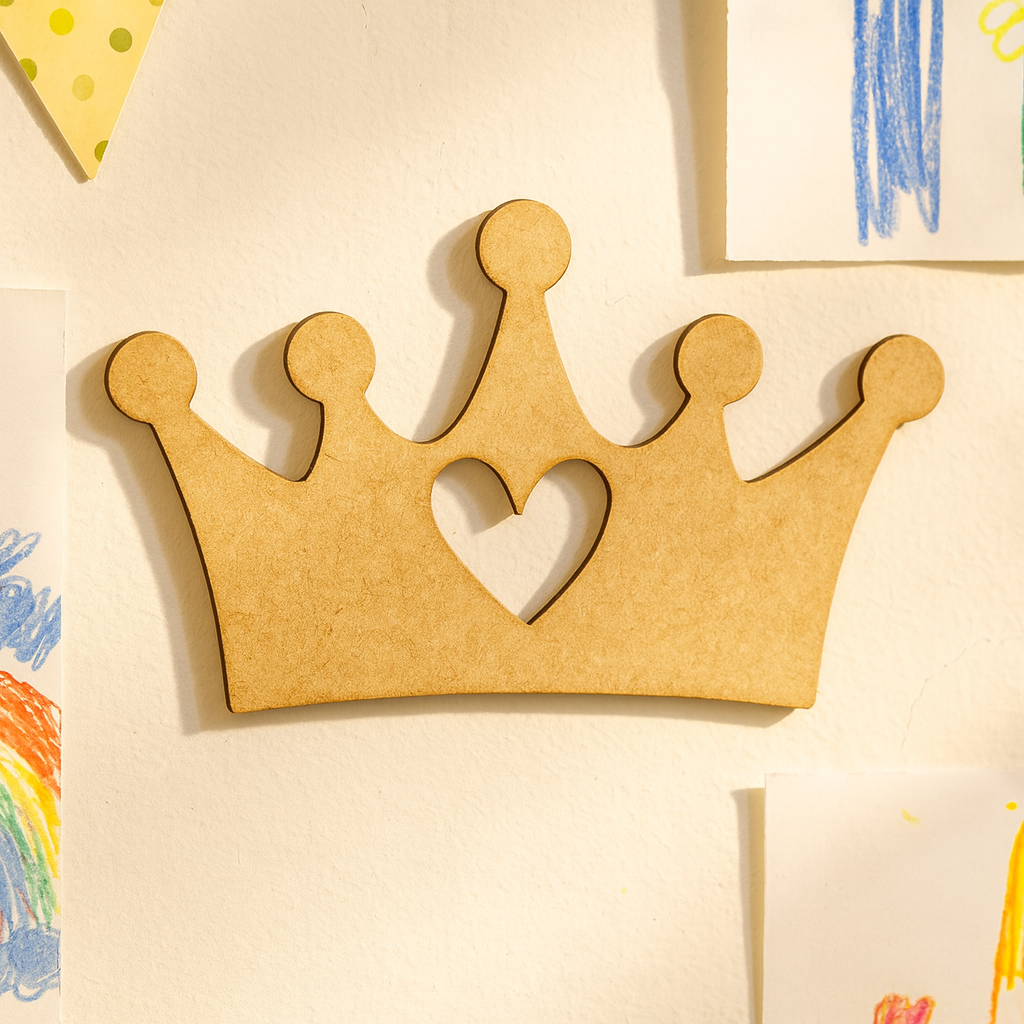 DIY MDF Crown Heart Cutout for Craft & Decor