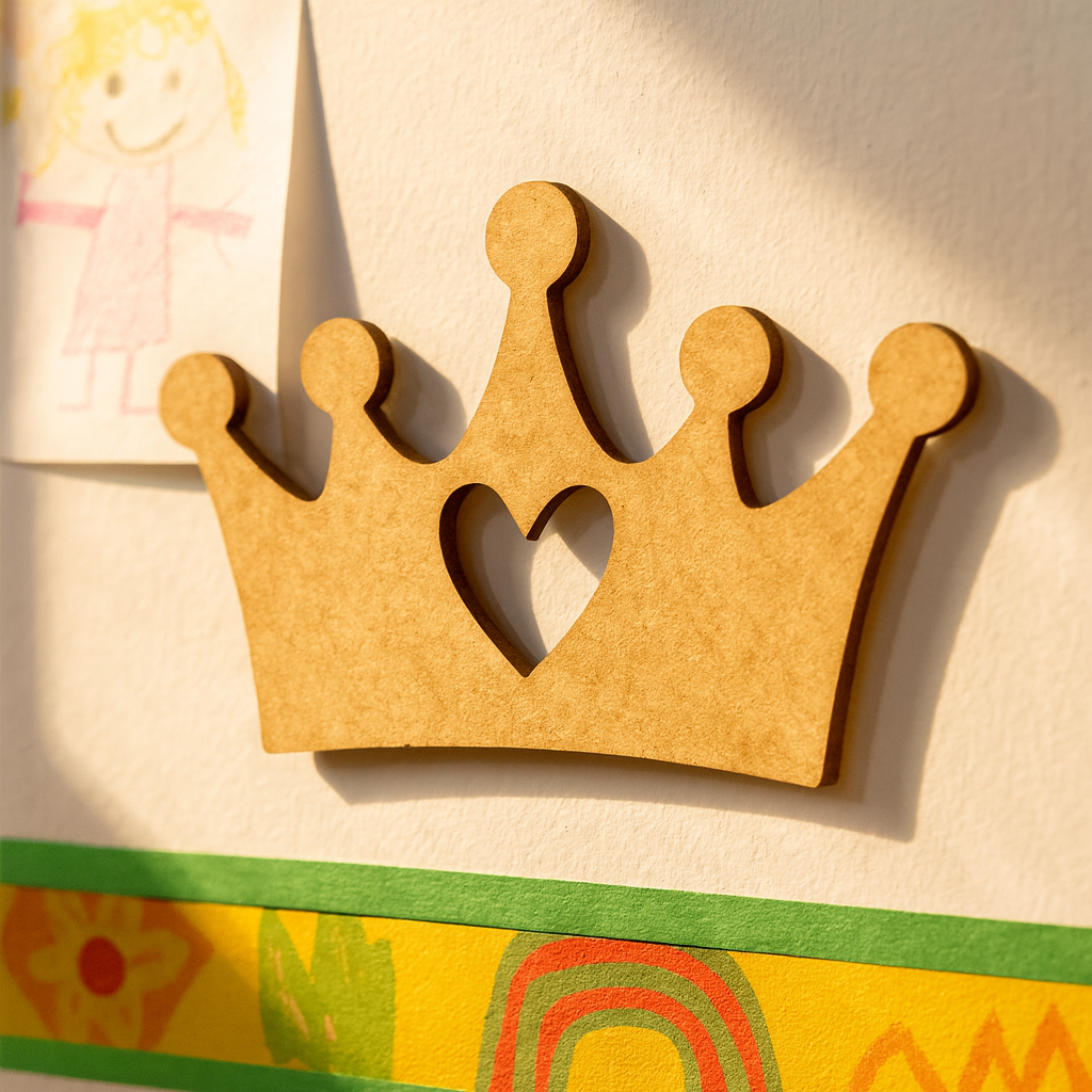 DIY MDF Crown Heart Cutout for Craft & Decor