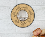 Round decorative DIY Wall mirror with animal design on a textured wall