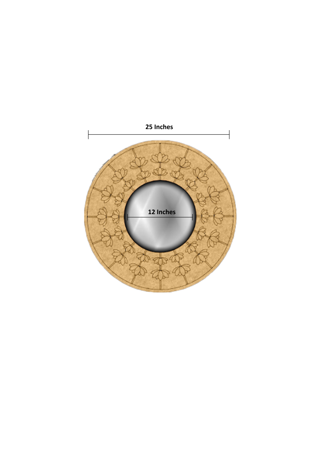 Plain MDF round mirror frame for DIY painting and décor with size