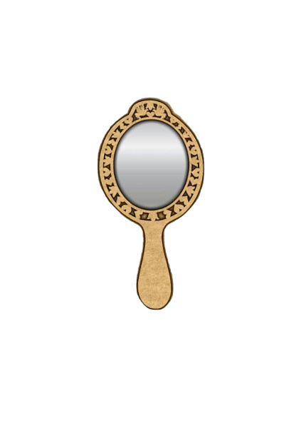 Plain MDF handheld mirror frame for DIY craft and painting