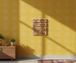 Laser-cut MDF shloka cutouts with Sanskrit text, unpainted surface for DIY painting, wall decor, and spiritual craft projects hanging on wall