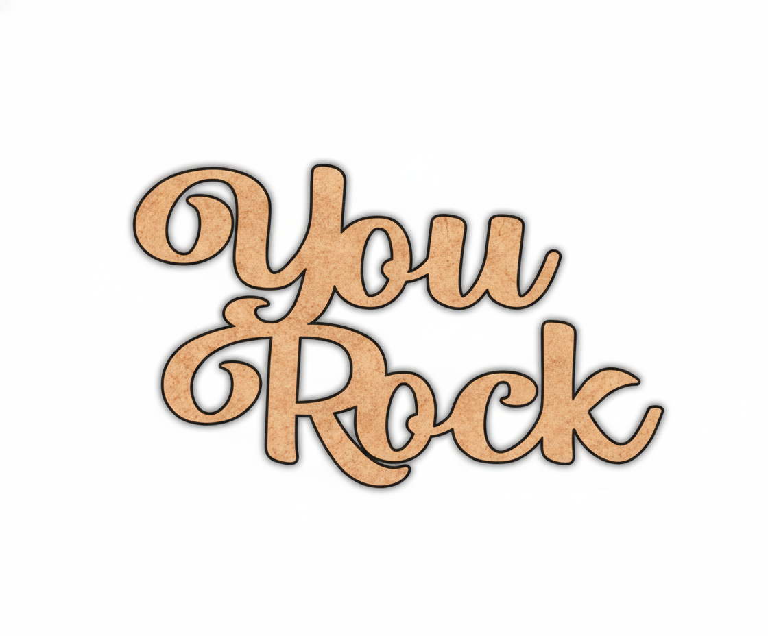 Unpainted MDF You Rock quote laser cut DIY wall decor craft cutout