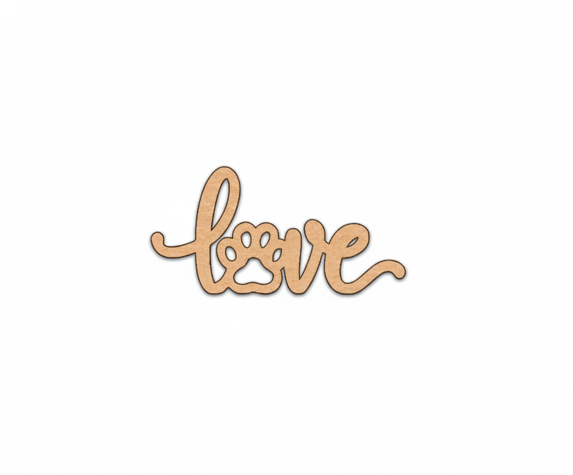 Unpainted MDF love paw quote laser cut DIY wall decor craft cutout