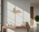 Unpainted MDF love paw quote laser cut DIY wall decor craft cutout, mounted on wall