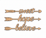 Unpainted MDF Sweet Hope Believe quote arrows laser cut DIY wall decor craft set