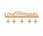 Unpainted MDF Love To Travel quote laser cut DIY wall decor key holder with airplane charms
