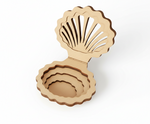 Wooden shell-shaped MDF DIY Jewellery Box on a white background