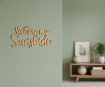 Unpainted MDF You Are My Sunshine quote laser cut DIY wall decor craft cutout, mounted on wall