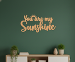 Unpainted MDF You Are My Sunshine quote laser cut DIY wall decor craft cutout, mounted on wall