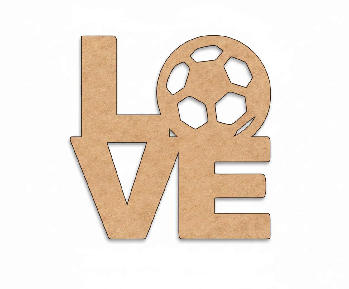 Unpainted MDF Love football quote laser cut DIY wall decor craft cutout