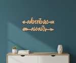 Unpainted MDF Adventure Awaits quote arrows laser cut DIY wall decor craft set