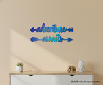 Painted MDF Adventure Awaits quote arrows laser cut DIY wall decor craft set, mounted on wall