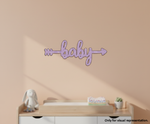 Painted MDF Baby quote arrow laser cut DIY wall decor craft cutout, mounted on wall
