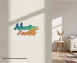 Painted MDF Adventure Awaits quote laser cut DIY wall decor craft cutout, mounted on wall