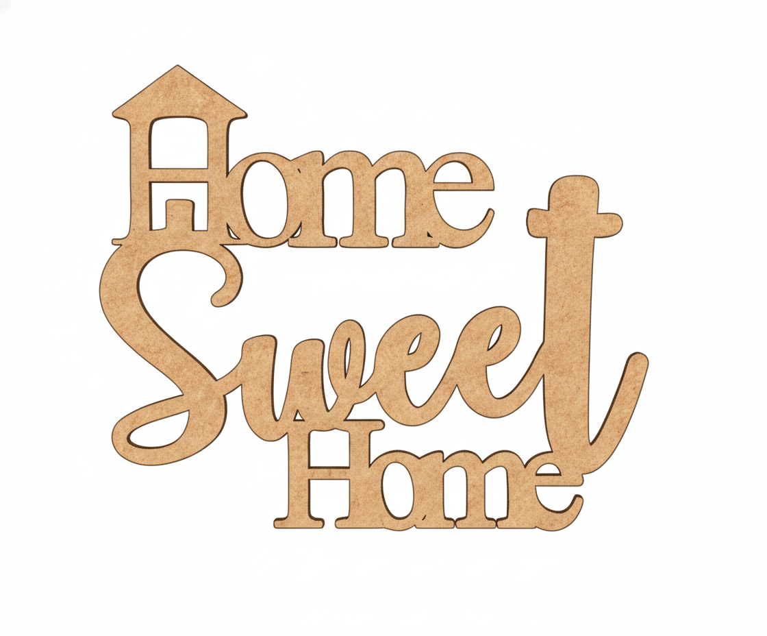 MDF Home Sweet Home Quote Wall Decor DIY Cutout Art Kit for painting and craft
