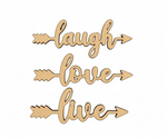 MDF Laugh Love Live Quote Wall Decor DIY Cutout Art Kit for painting and craft