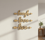 MDF Laugh Love Live Quote Wall Decor DIY Cutout Art Kit for painting and craft, mounted on wall