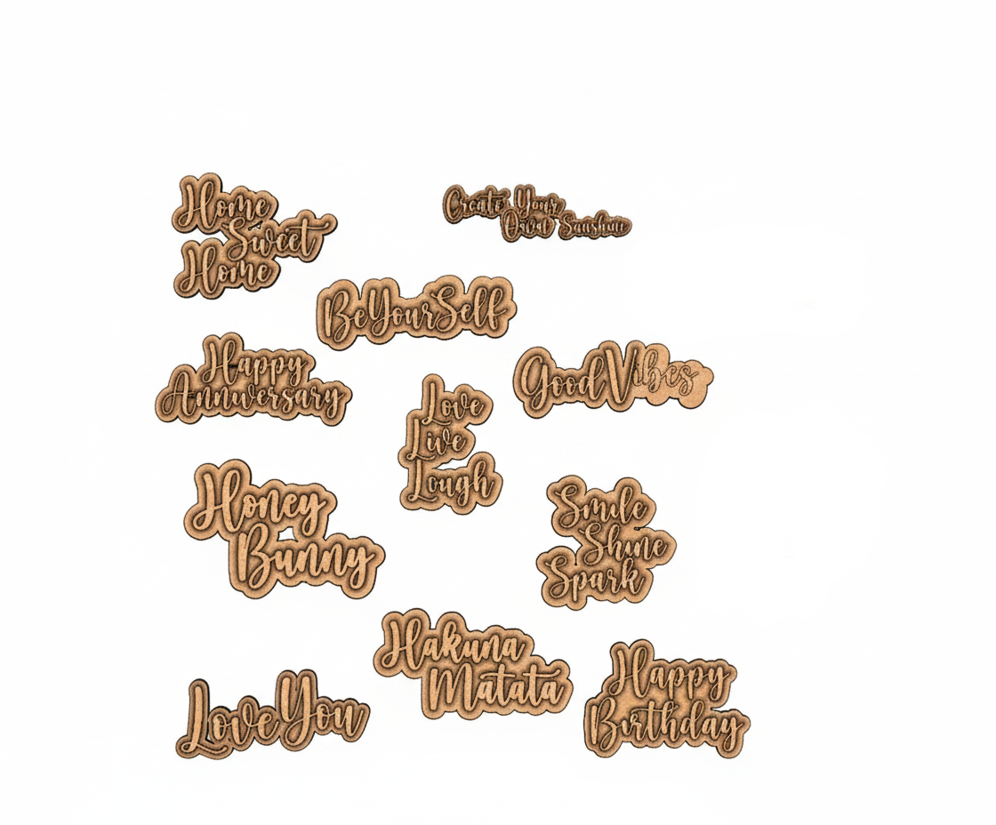 MDF Mini Quote Words Set Wall Decor DIY Craft Cutouts for painting and decoration