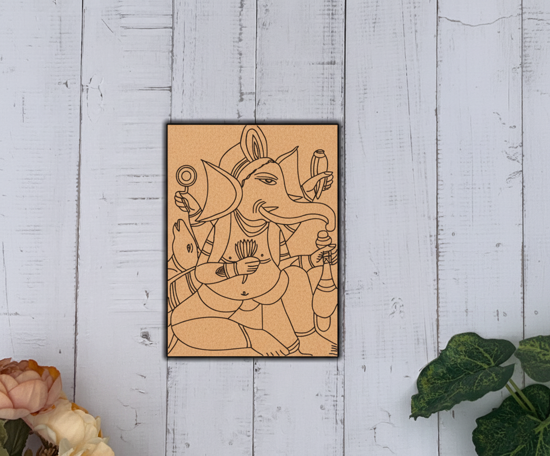 Traditional Painting MDF DIY Art Base with Ganesha Artwork Design