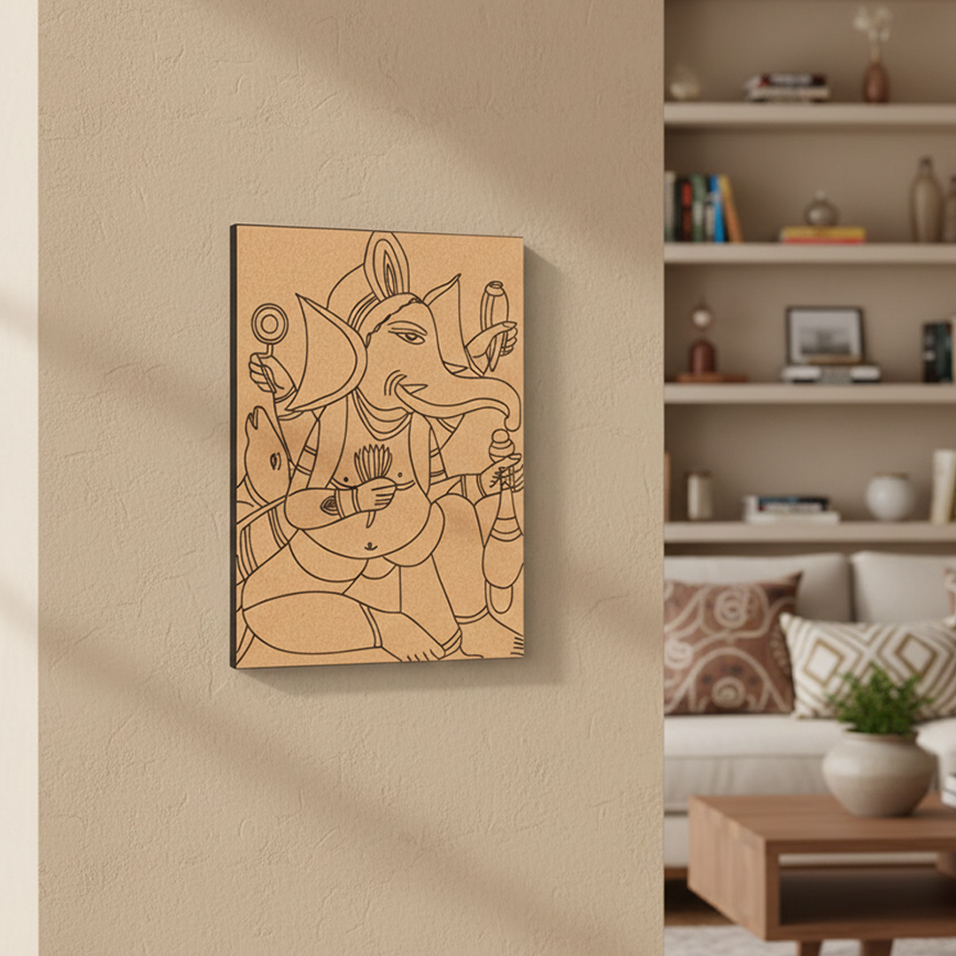 Traditional Painting MDF DIY Art Base with Ganesha Artwork Design