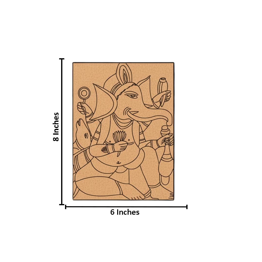 Traditional Painting MDF DIY Art Base with Ganesha Artwork Design with size 
