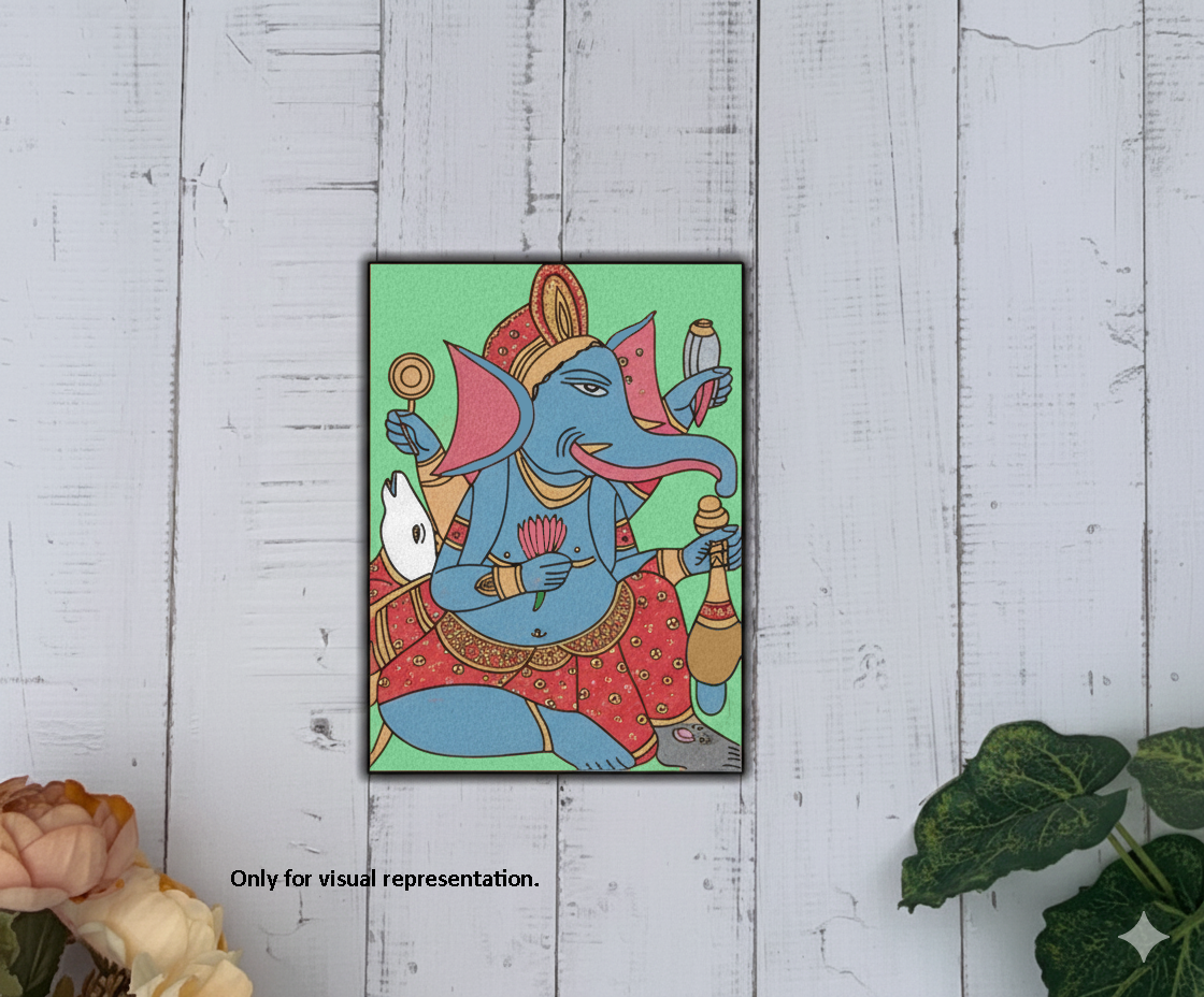 Traditional Painting MDF DIY Art Base with Ganesha Artwork Design coloured 