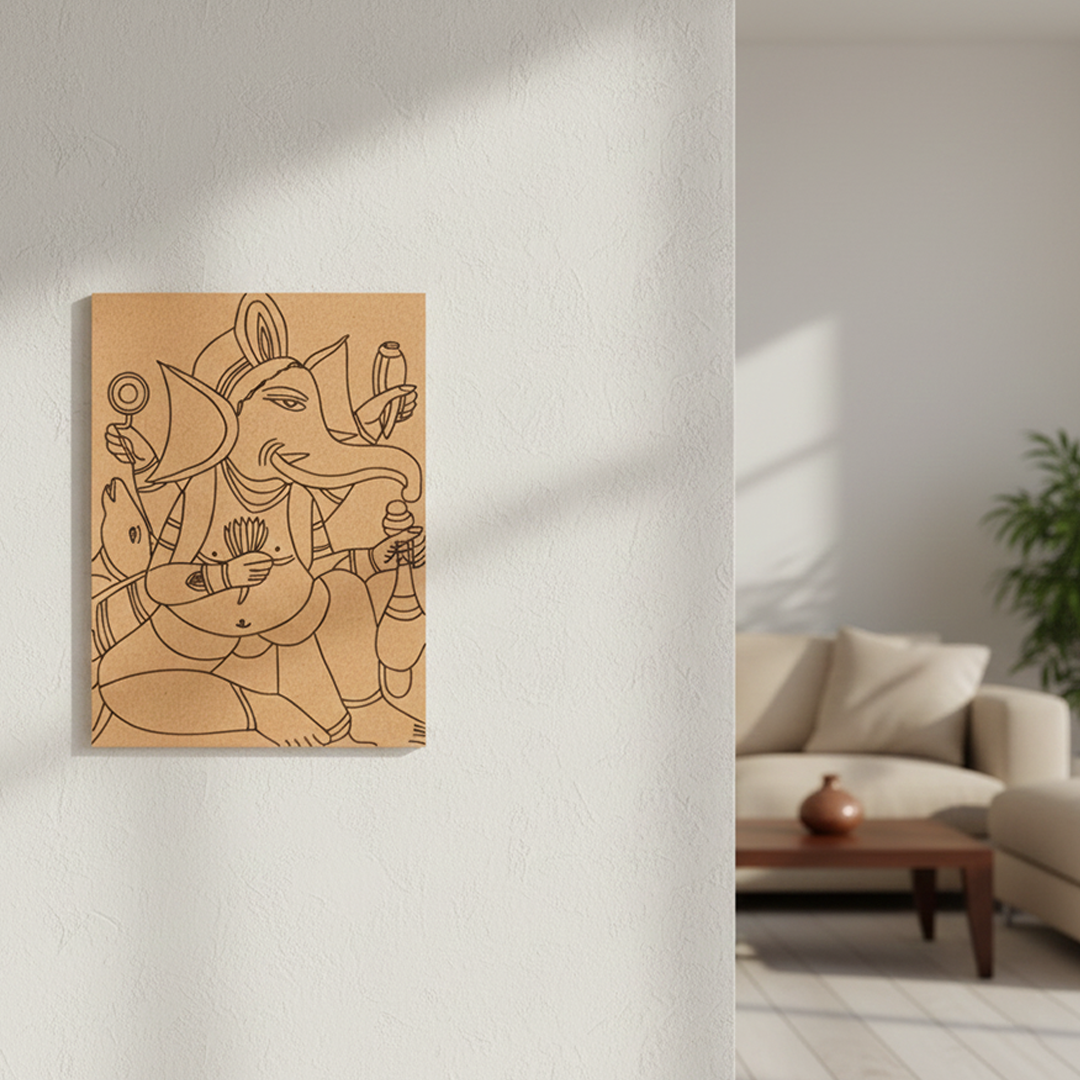 Traditional Painting MDF DIY Art Base with Ganesha Artwork Design