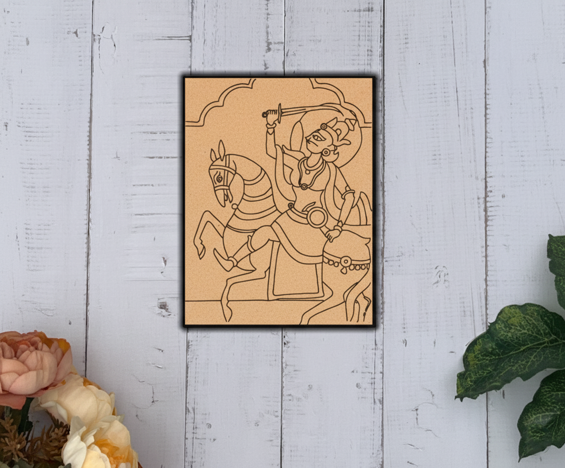 Traditional Painting MDF DIY Art Base with Royal Warrior Horse Artwork