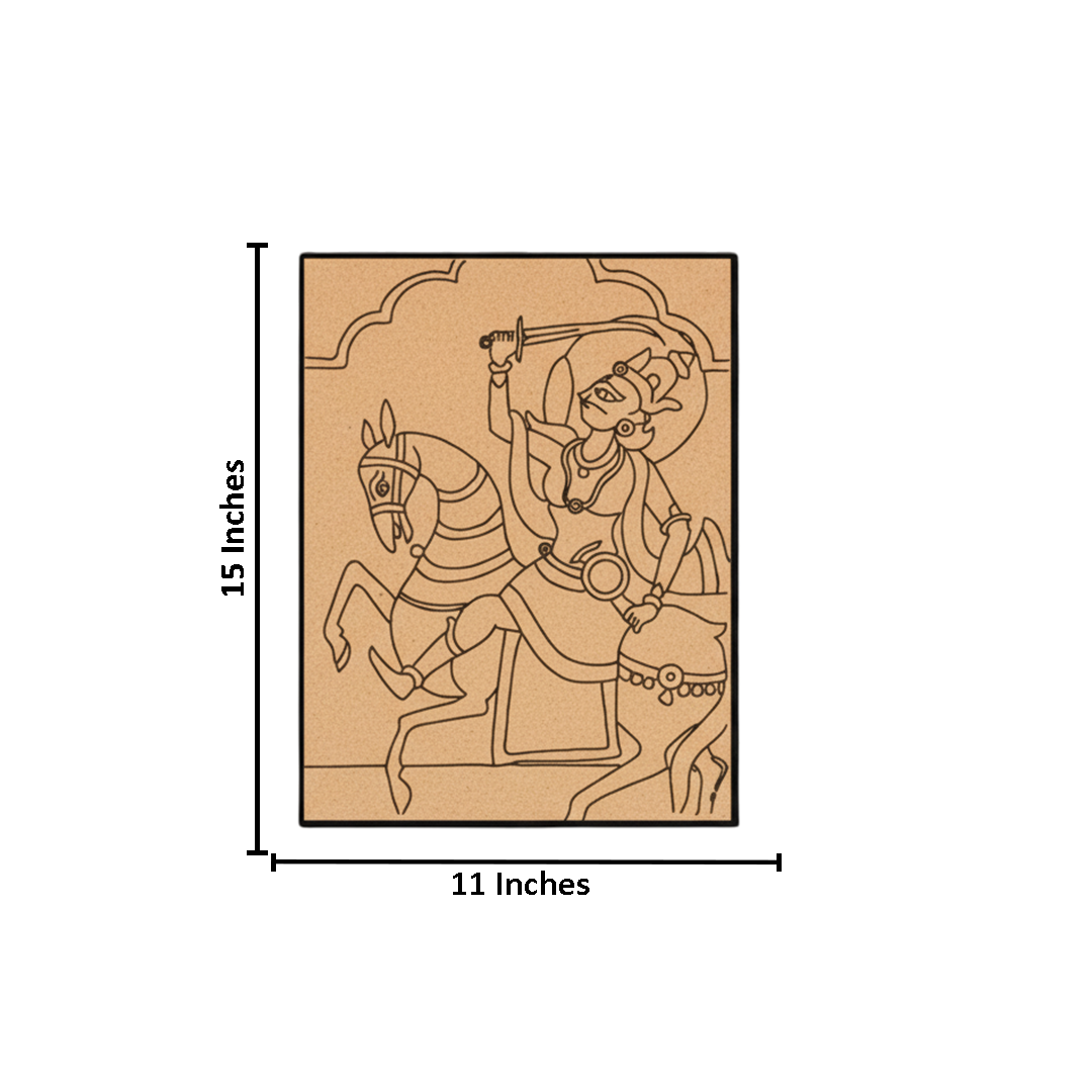 Traditional Painting MDF DIY Art Base with Royal Warrior Horse Artwork with size 