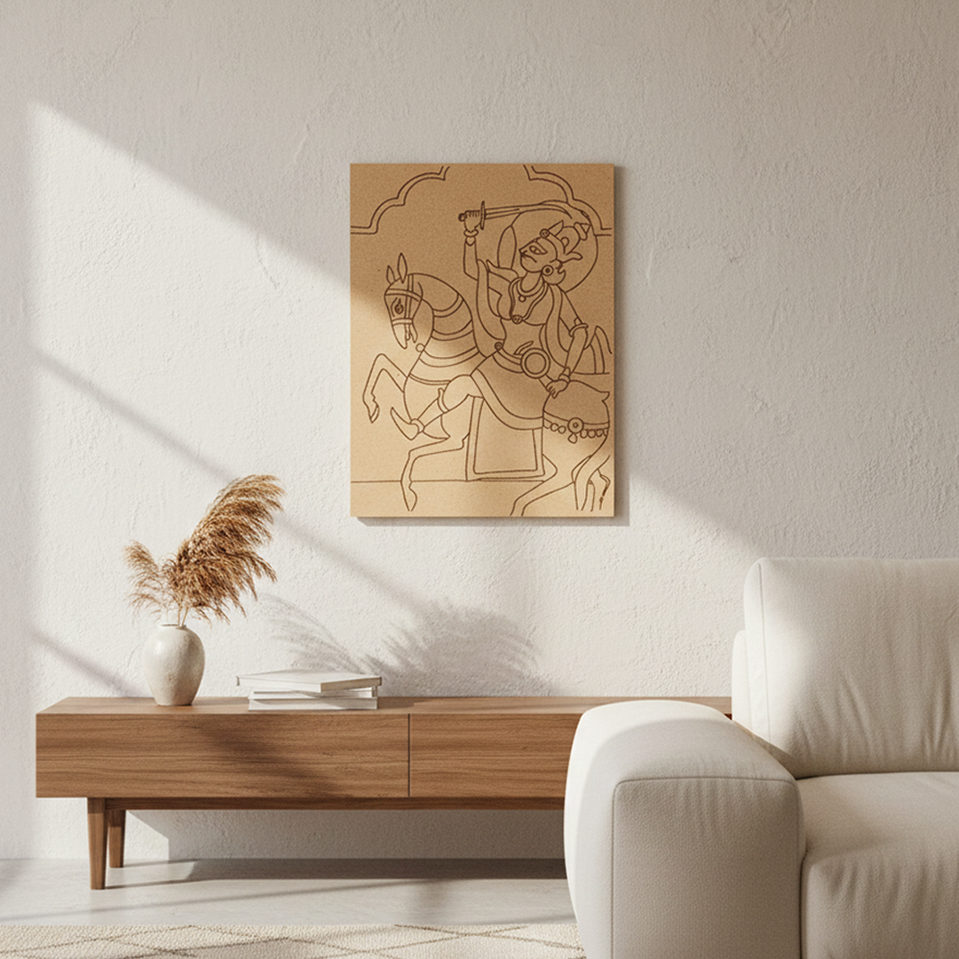 Traditional Painting MDF DIY Art Base with Royal Warrior Horse Artwork