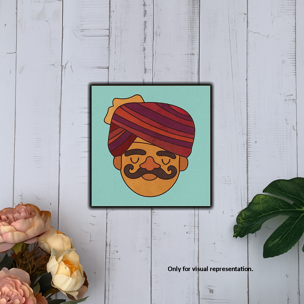 Traditional Painting MDF DIY Art Base with Rajasthani Man Artwork coloured 