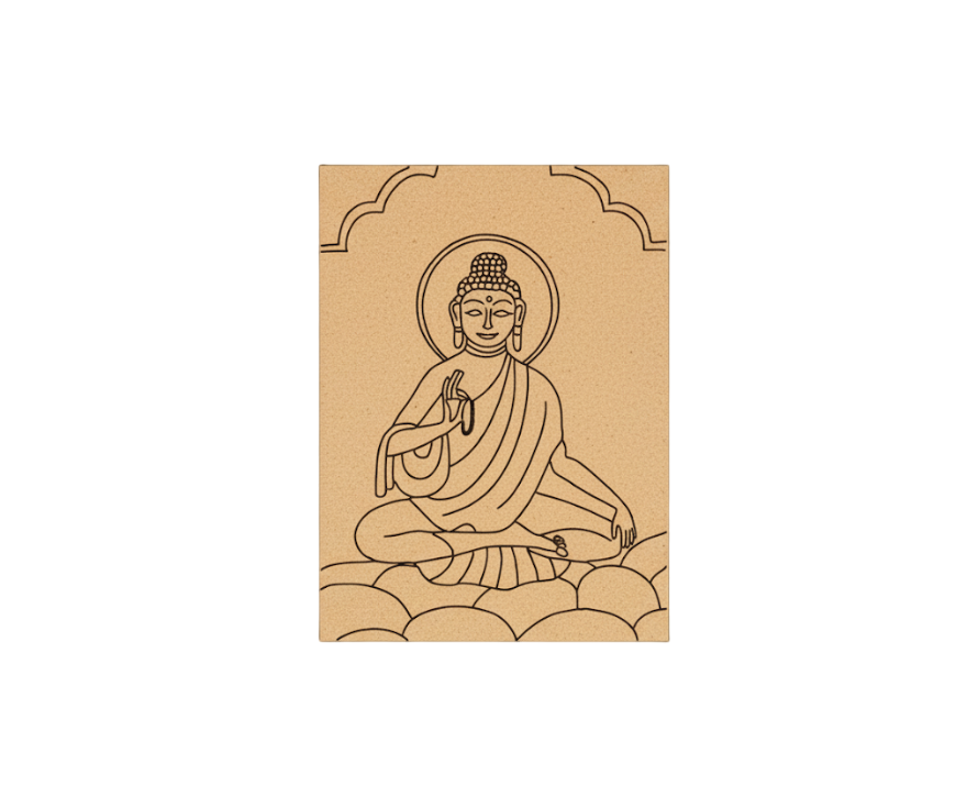 Traditional Painting MDF DIY Art Base with Meditating Buddha Design